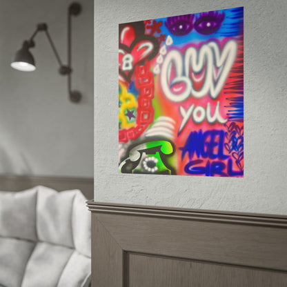 "luv u angel girl" airbrush rolled print