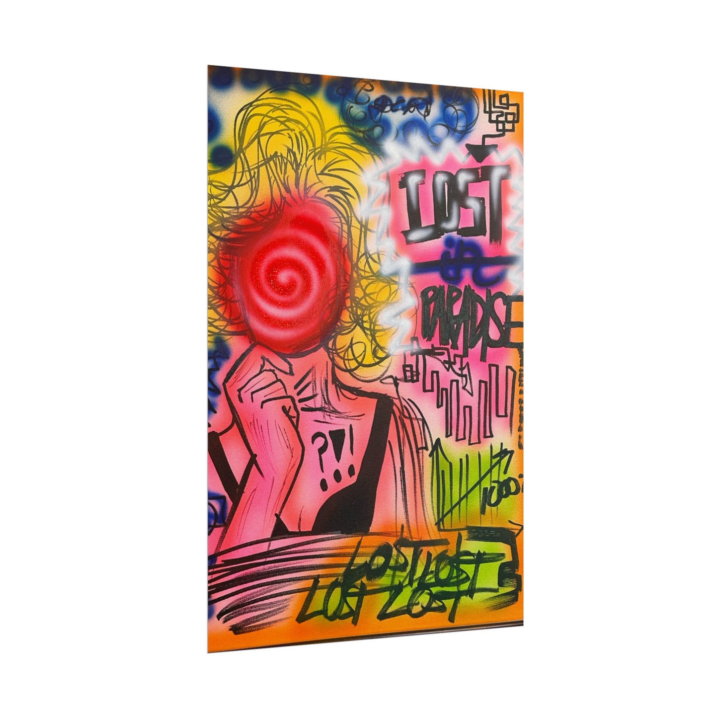 "lost in paradise" airbrush rolled print