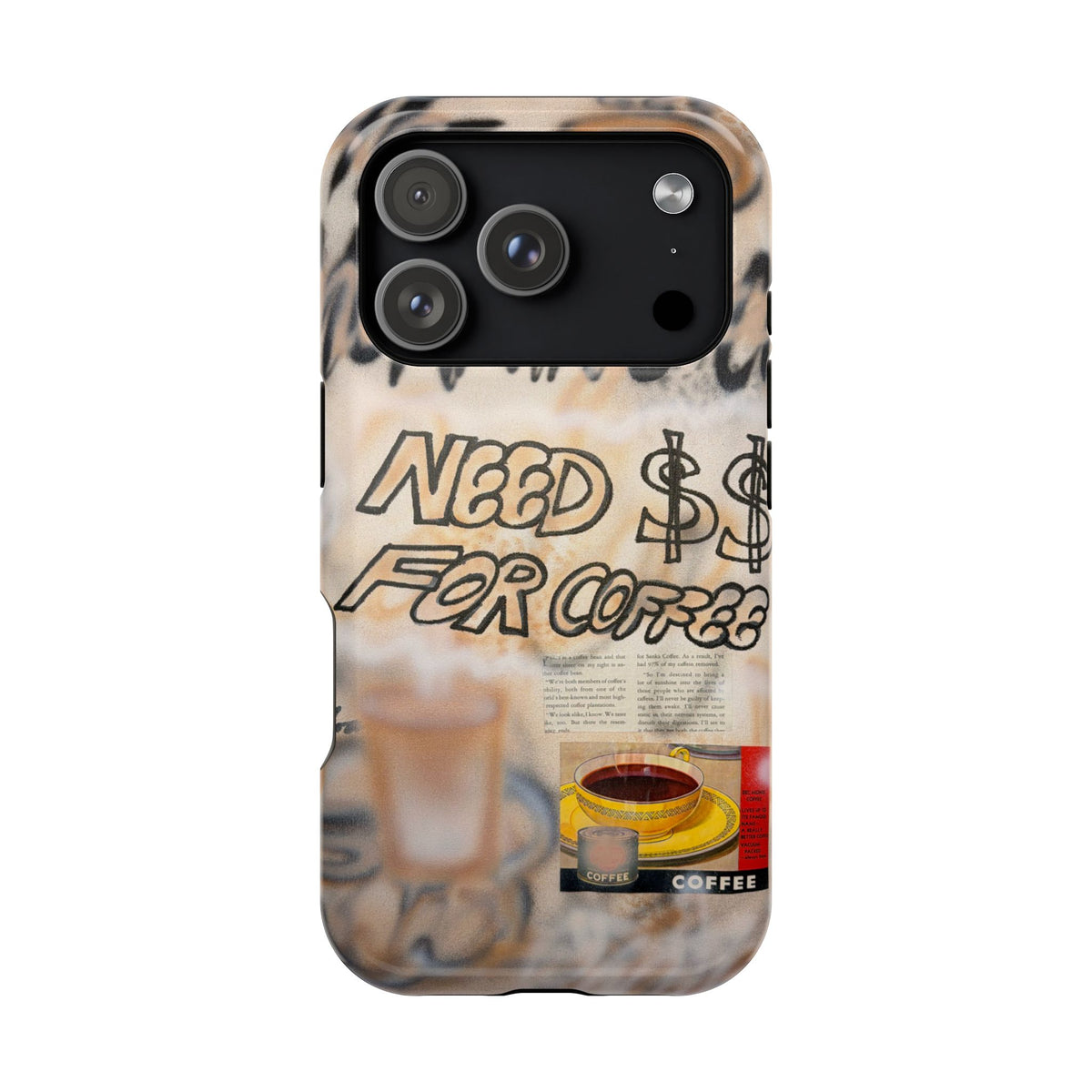 MagSafe "need $$ for coffee" airbrush iPhone case