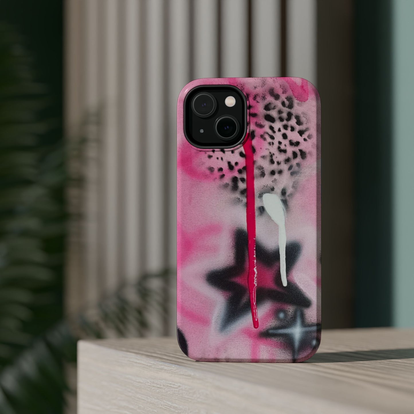 MagSafe "pink cheetah" airbrush iPhone case