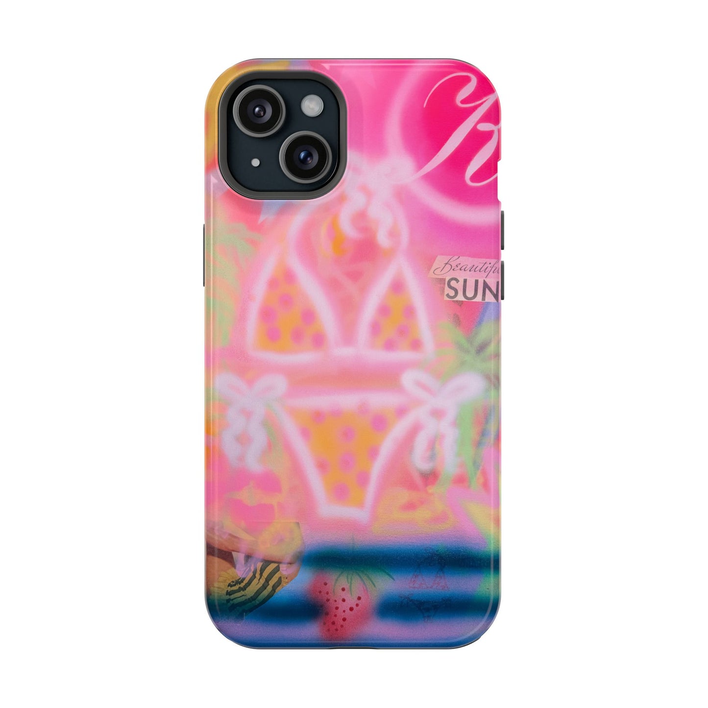 MagSafe "santa monica strawberry" airbrush iPhone case