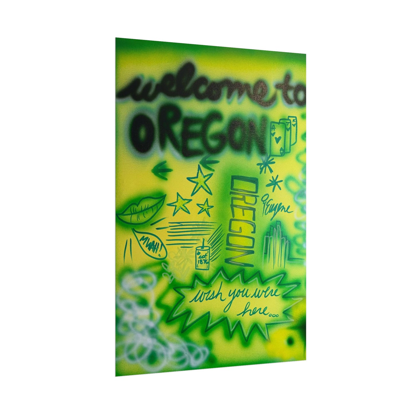 "oregon" airbrush rolled print