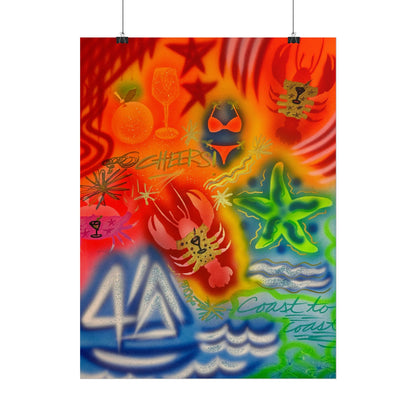 "tipsy lobster" airbrush rolled print