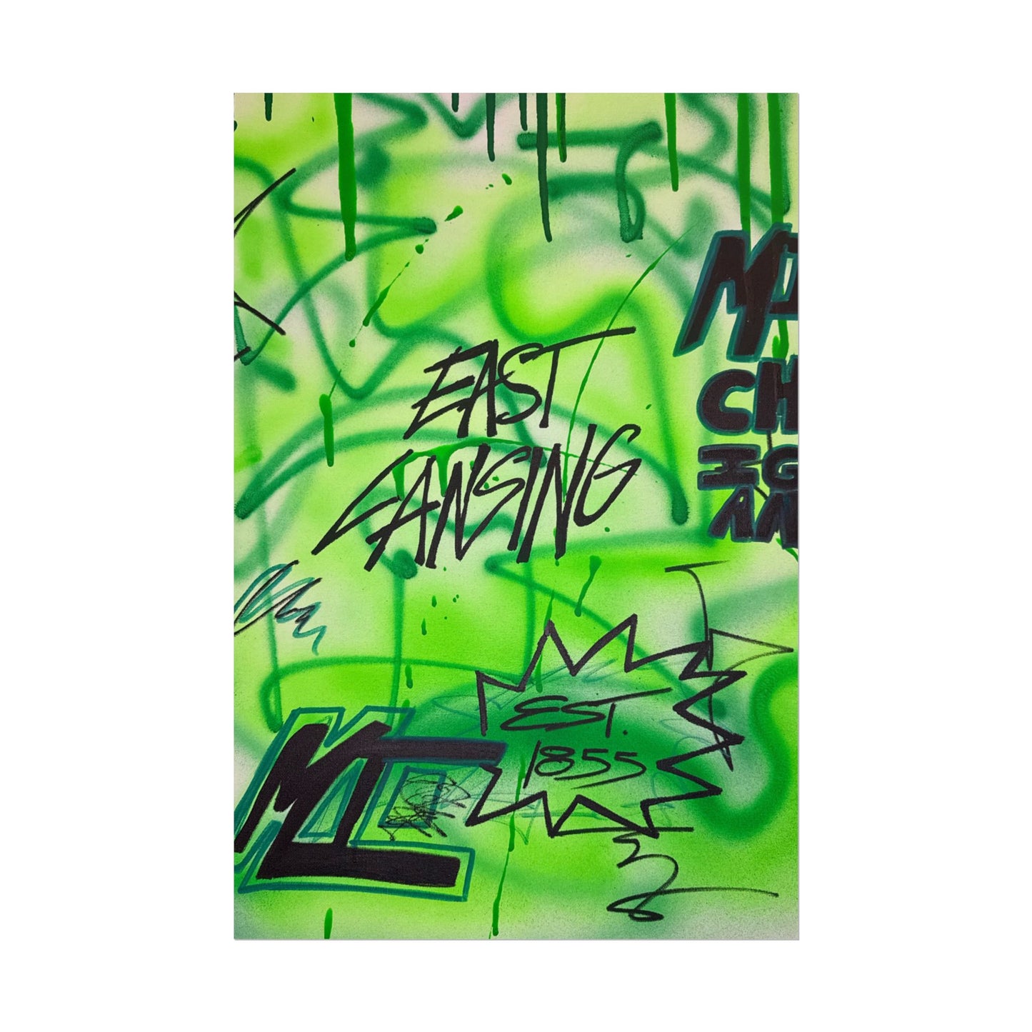 "east lansing, mi" airbrush rolled print