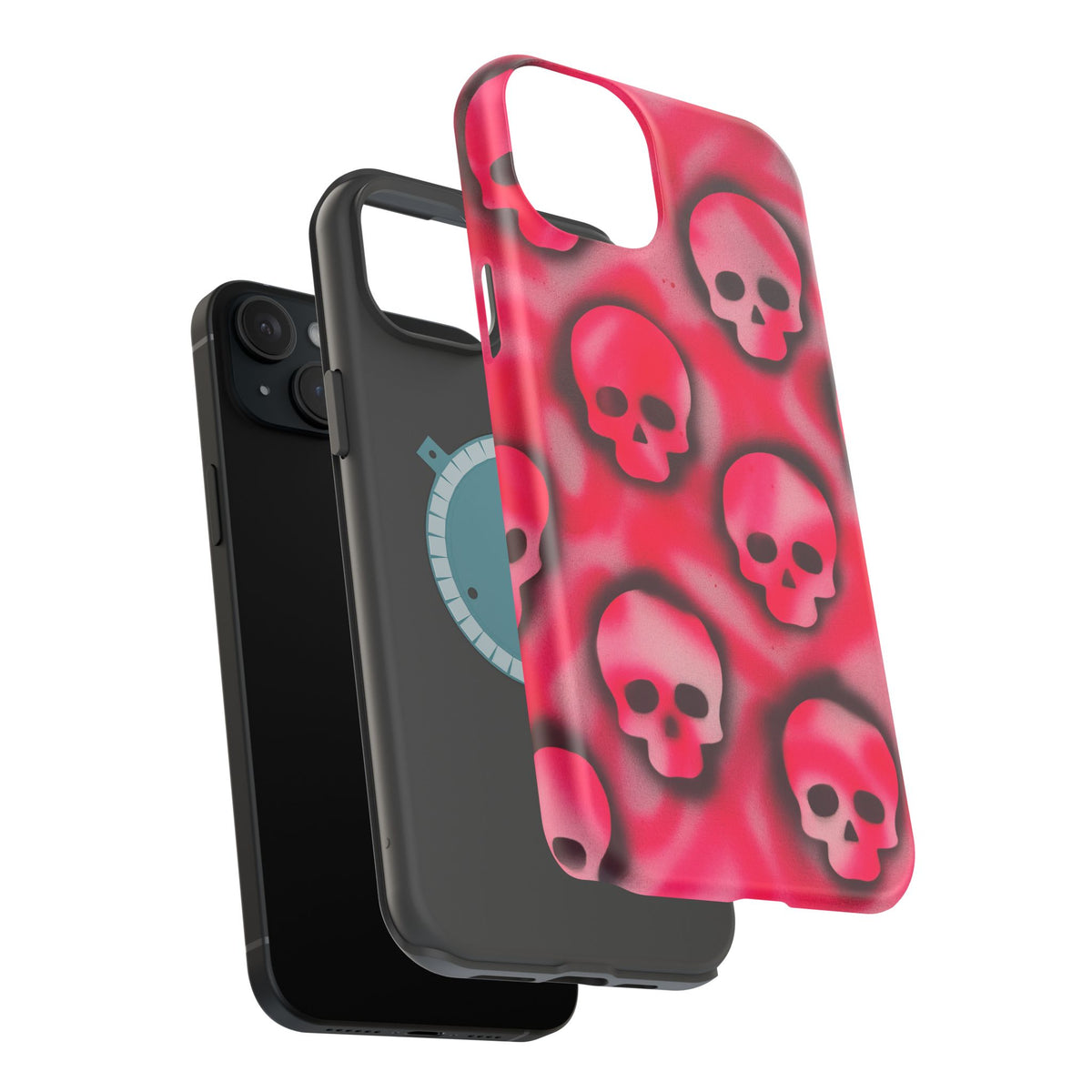 MagSafe "pink skully" airbrush iPhone case