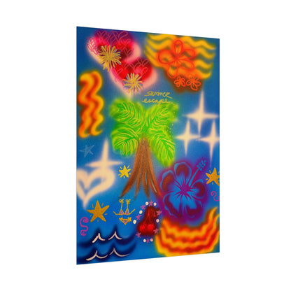 "neon blue palms" airbrush rolled print