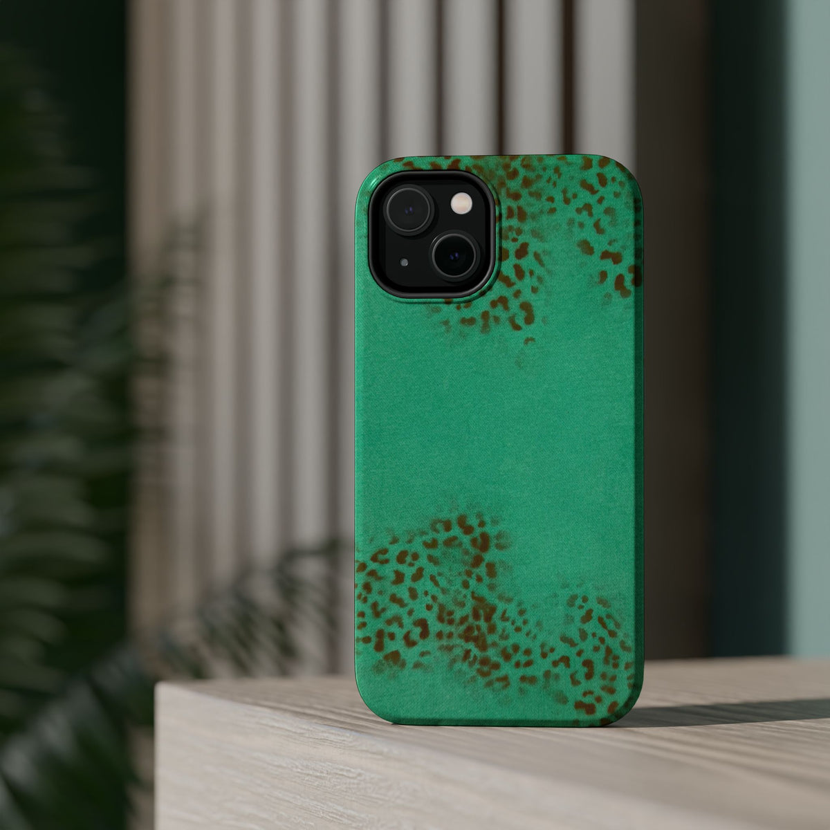 MagSafe "teal cheetah" airbrush iPhone case