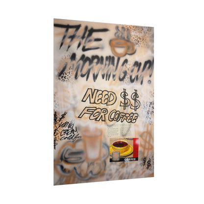 "need $$ for coffee" airbrush rolled print