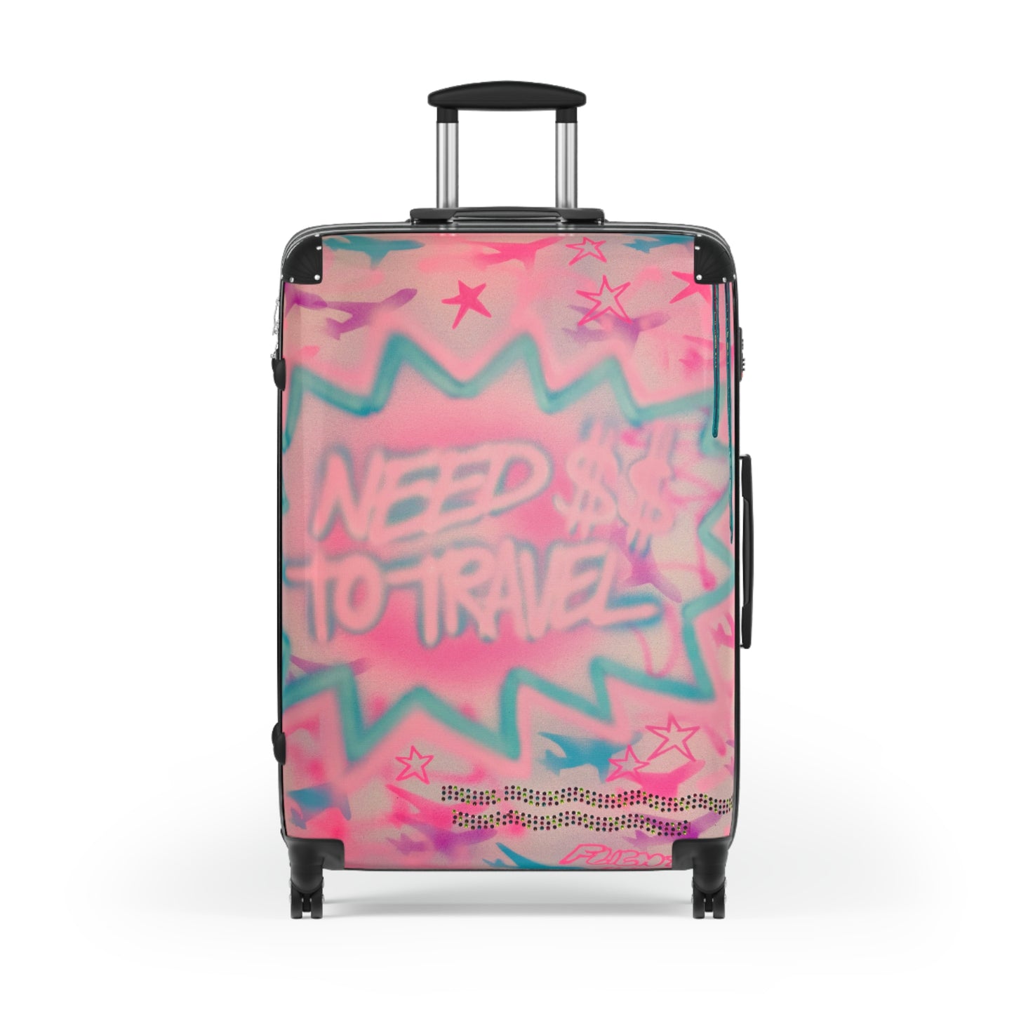 "need $$ to travel" airbrush suitcase