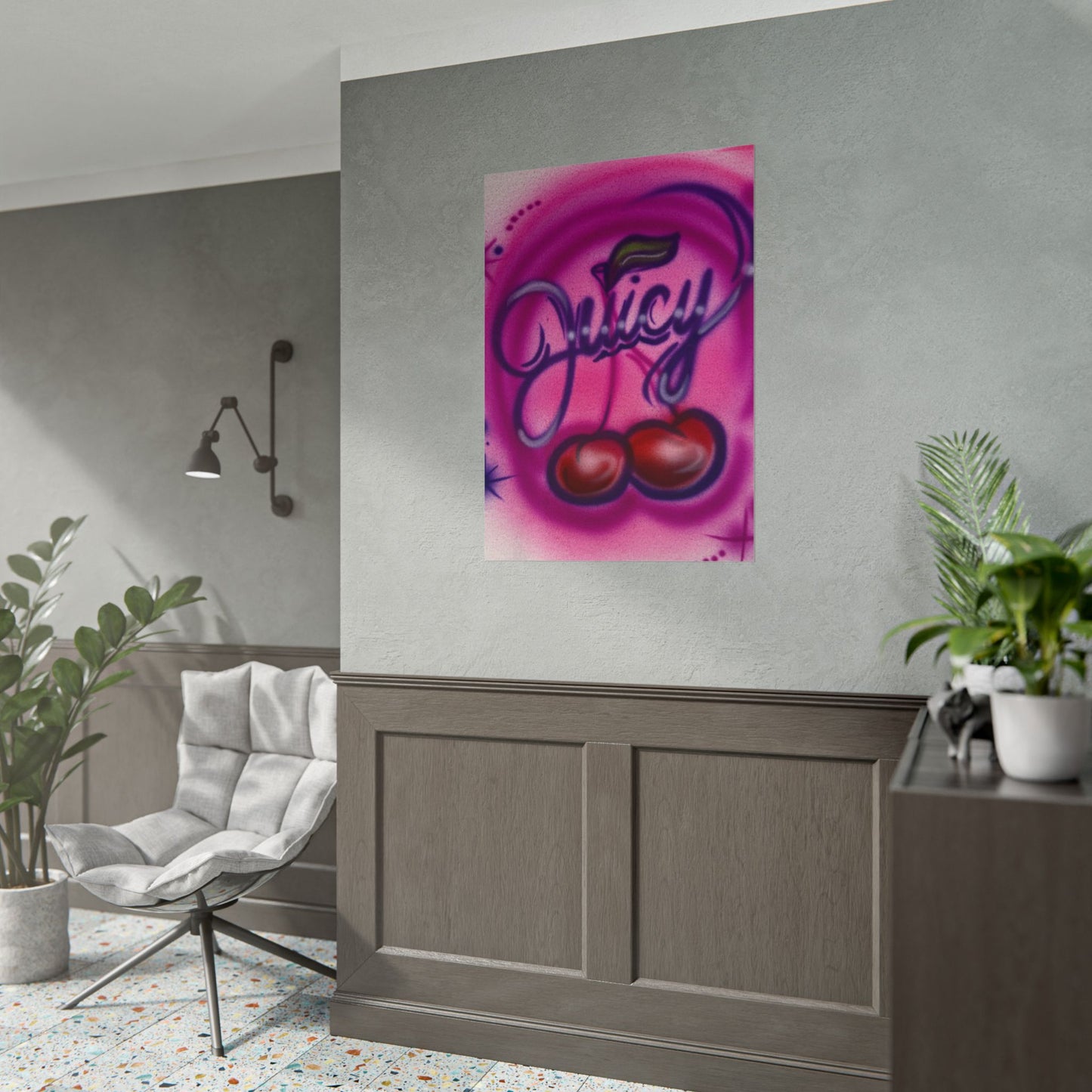 "juicy" airbrush rolled print