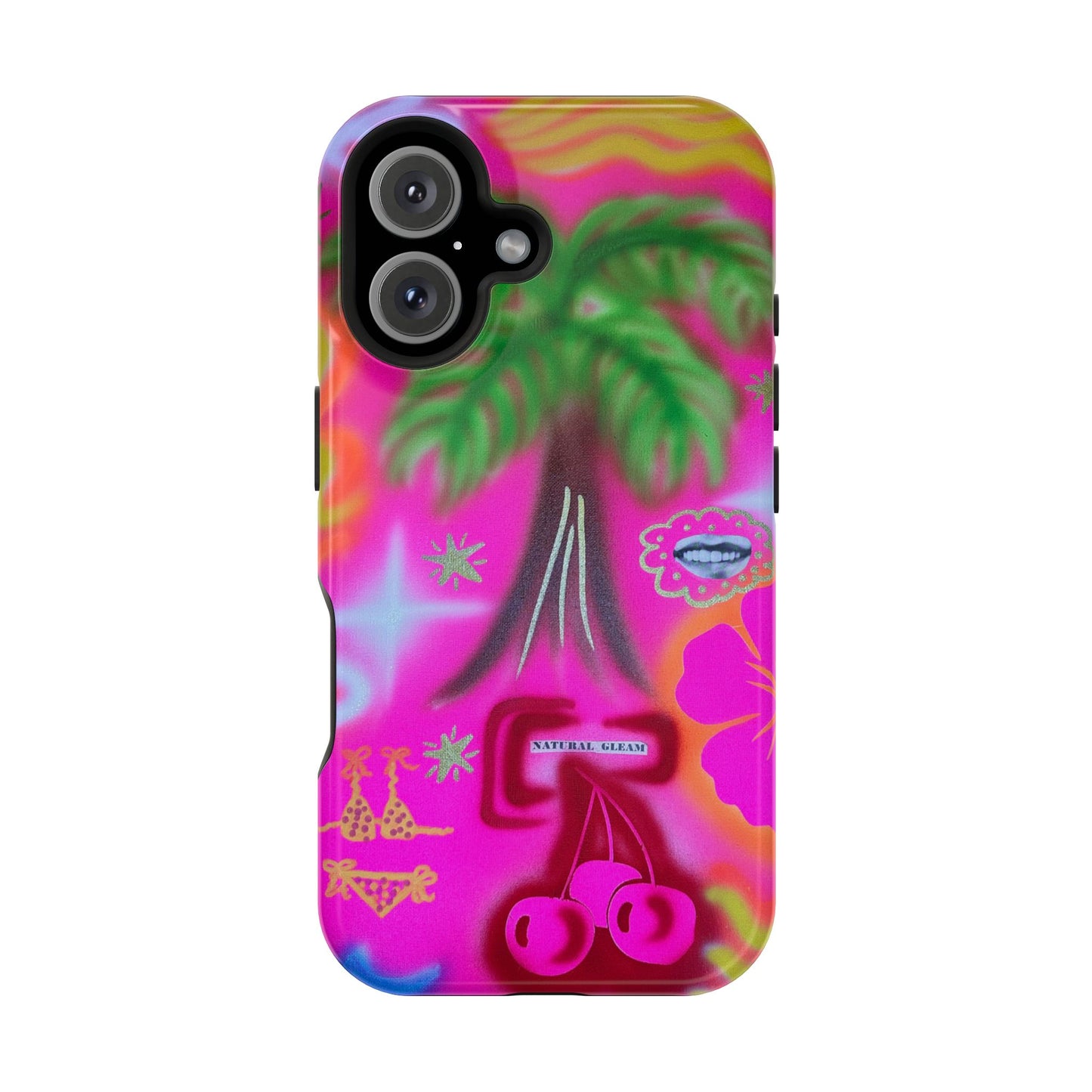 MagSafe "neon pink palms" Airbrush iPhone-Hülle