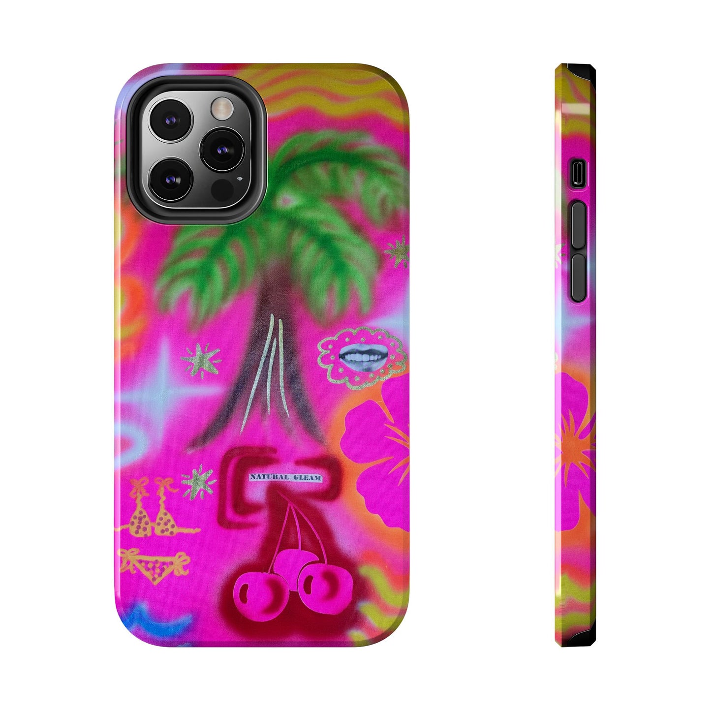 "neon pink palms" airbrush iPhone case