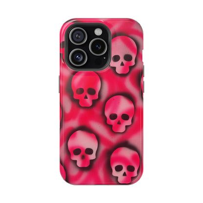 MagSafe "pink skully" airbrush iPhone case
