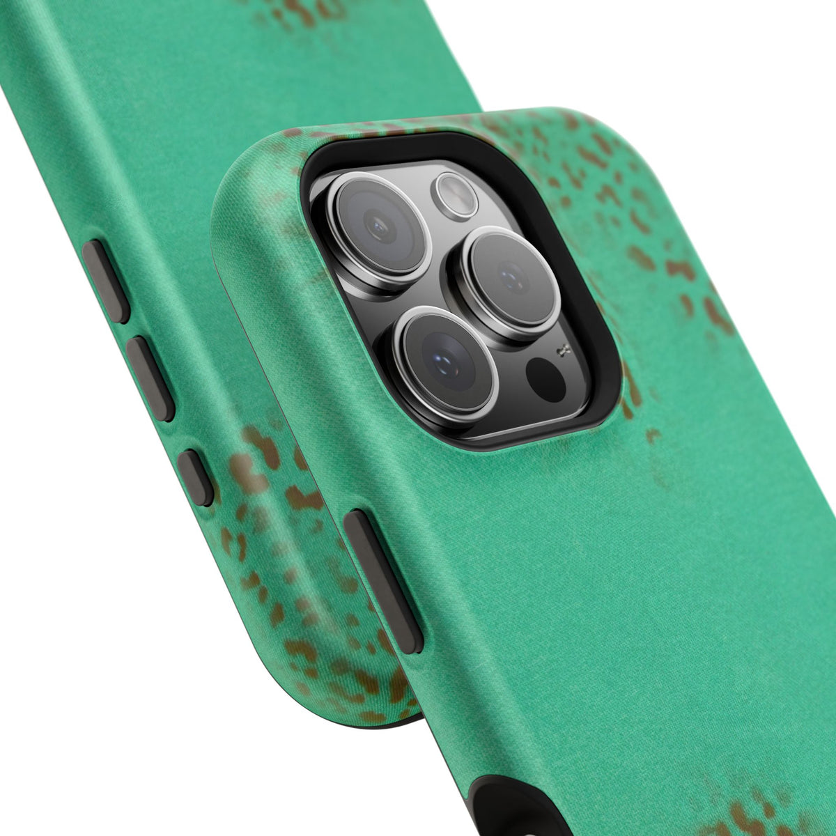 MagSafe "teal cheetah" airbrush iPhone case