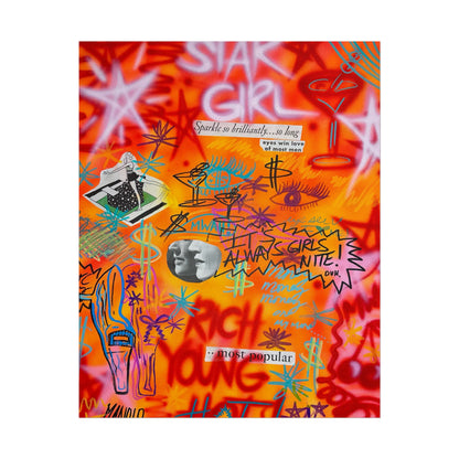 "young, rich, hot" airbrush rolled print