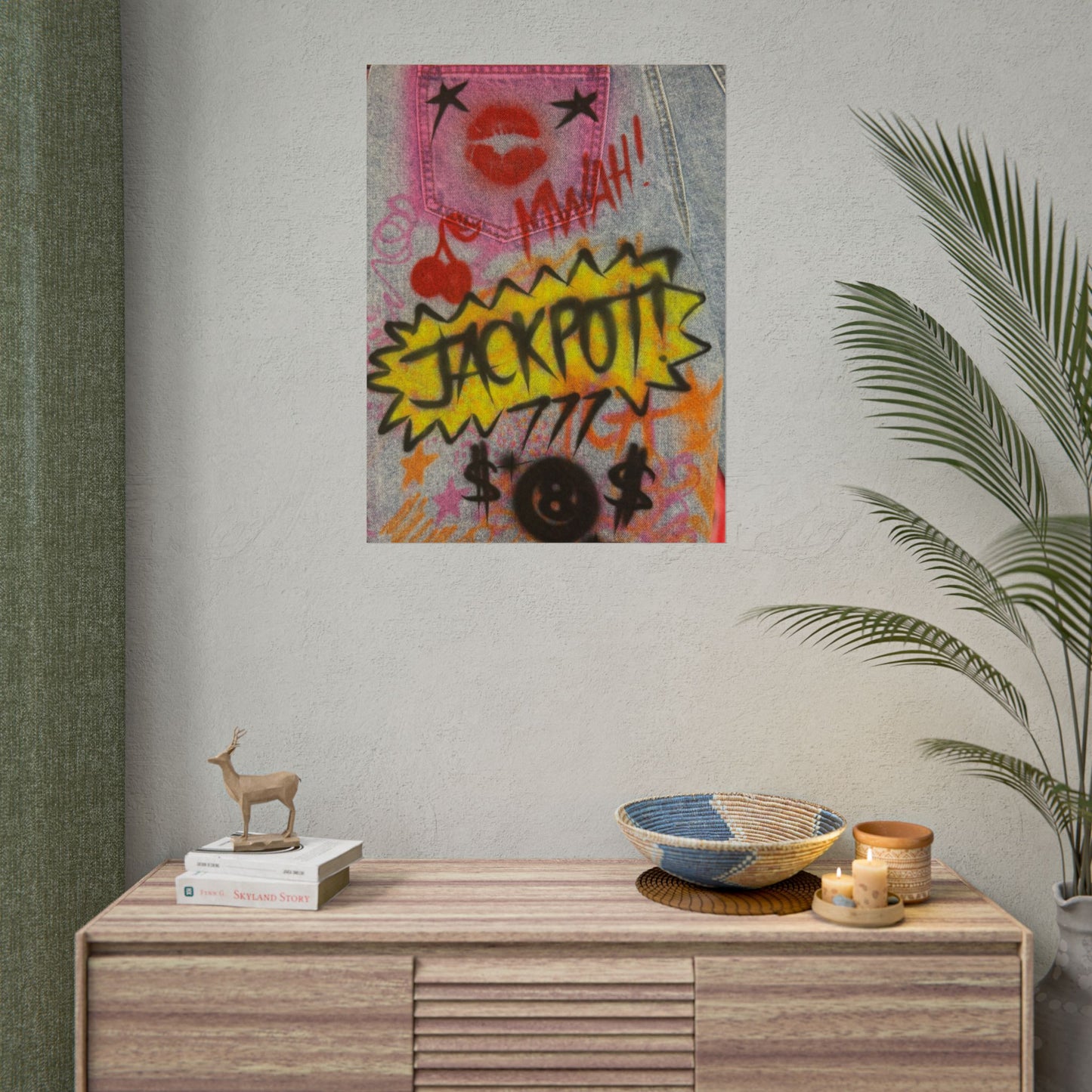"jackpot!" airbrush rolled print