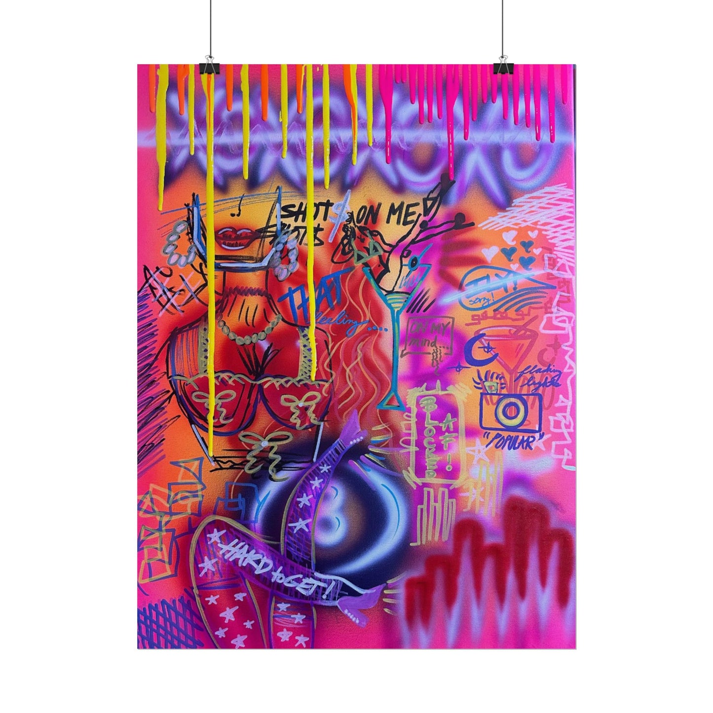 "shots on me!" airbrush rolled print
