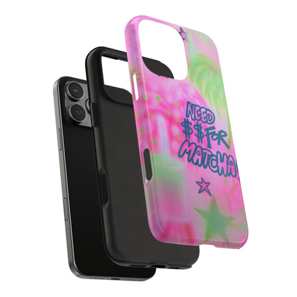 "need $$ for matcha" airbrush iPhone case