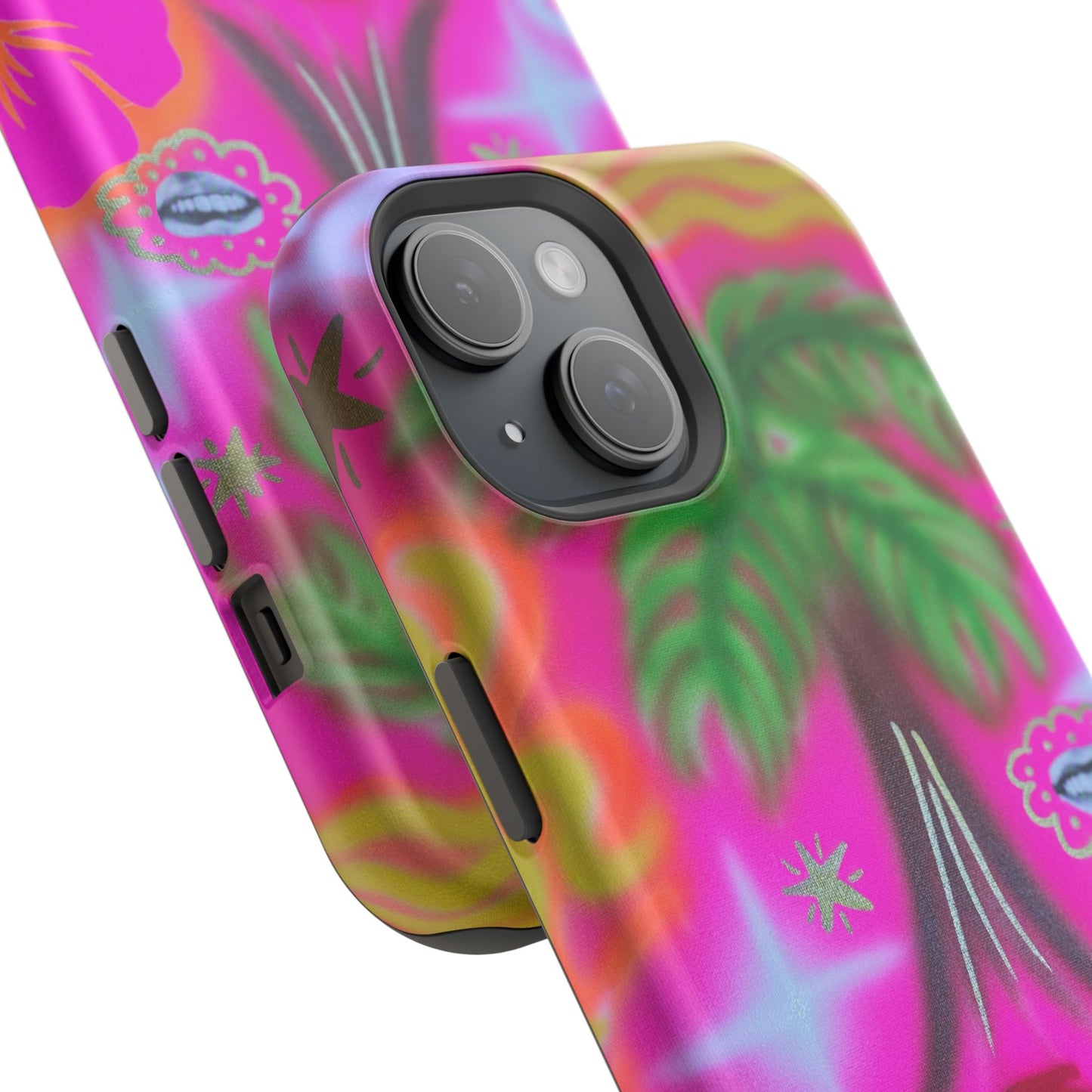 MagSafe "neon pink palms" Airbrush iPhone-Hülle