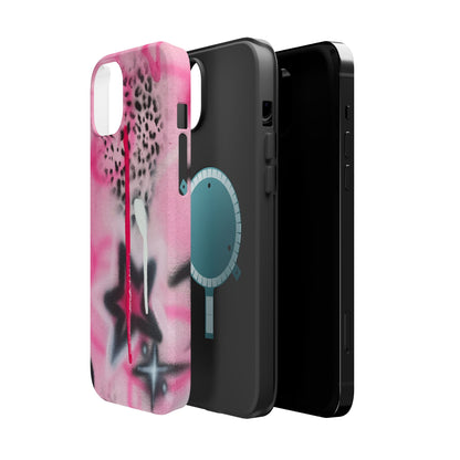 MagSafe "pink cheetah" airbrush iPhone case