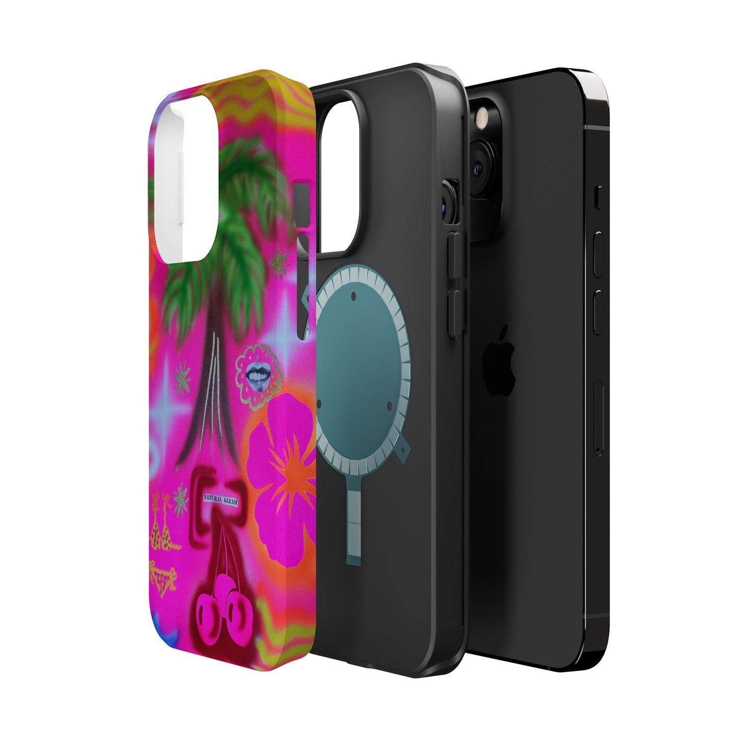 MagSafe "neon pink palms" Airbrush iPhone-Hülle