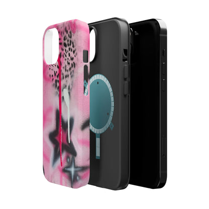 MagSafe "pink cheetah" airbrush iPhone case