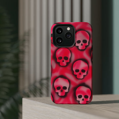 MagSafe "pink skully" airbrush iPhone case