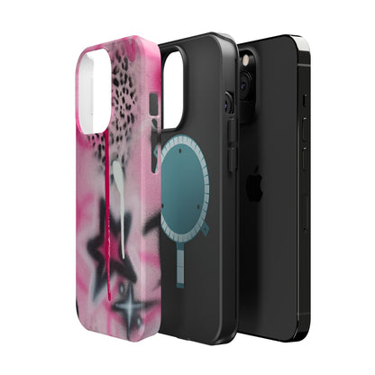 MagSafe "pink cheetah" airbrush iPhone case