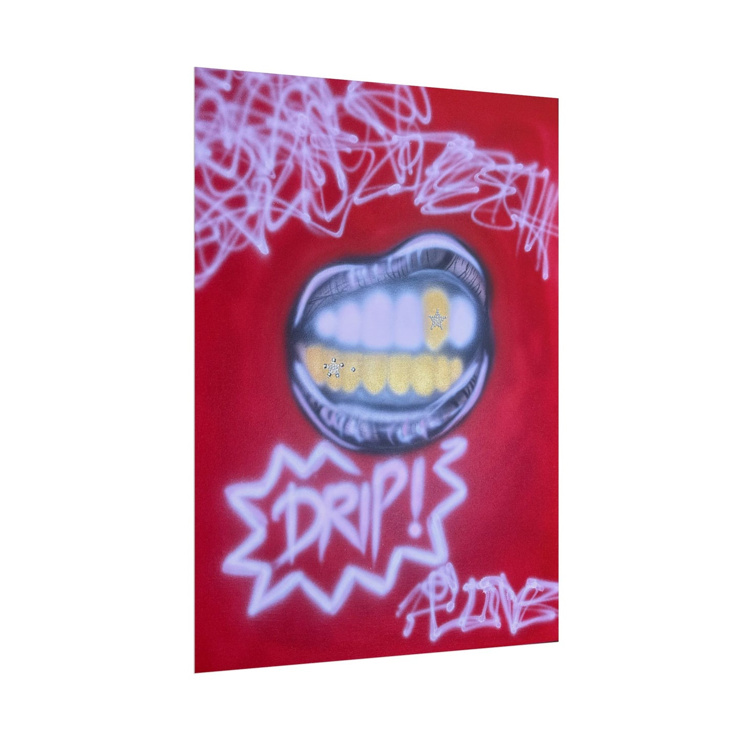 "tooth drip" airbrush rolled print