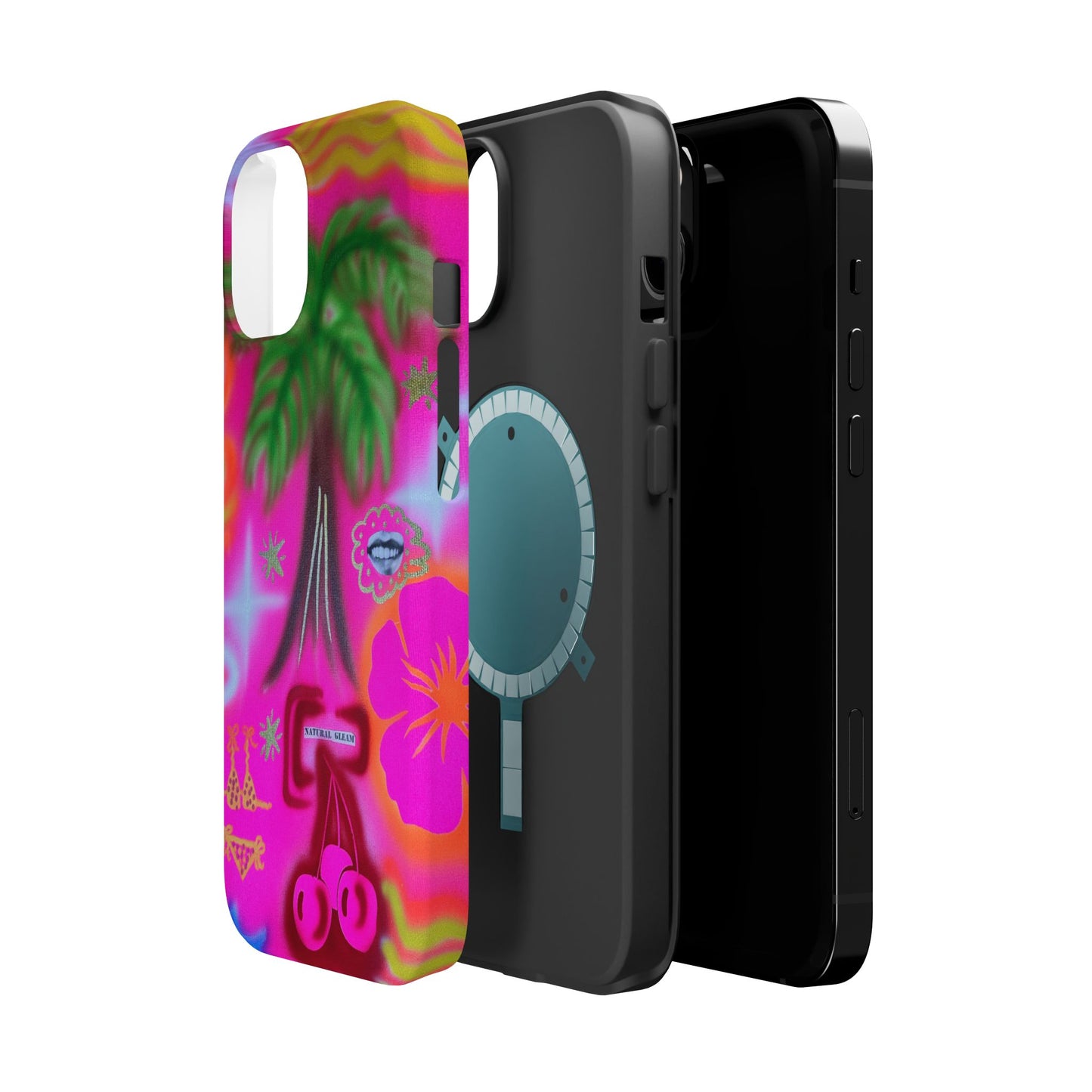 MagSafe "neon pink palms" Airbrush iPhone-Hülle