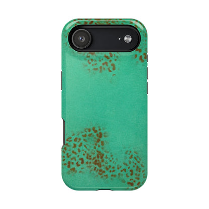 MagSafe "teal cheetah" airbrush iPhone case