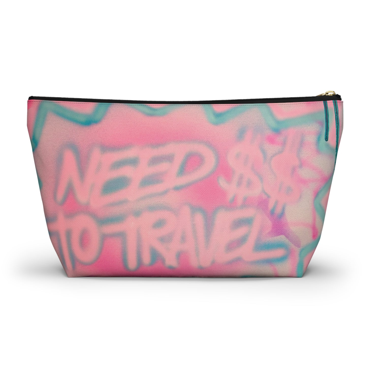 "need $$ to travel" airbrush makeup pouch