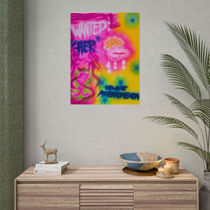 "wanted" airbrush rolled print