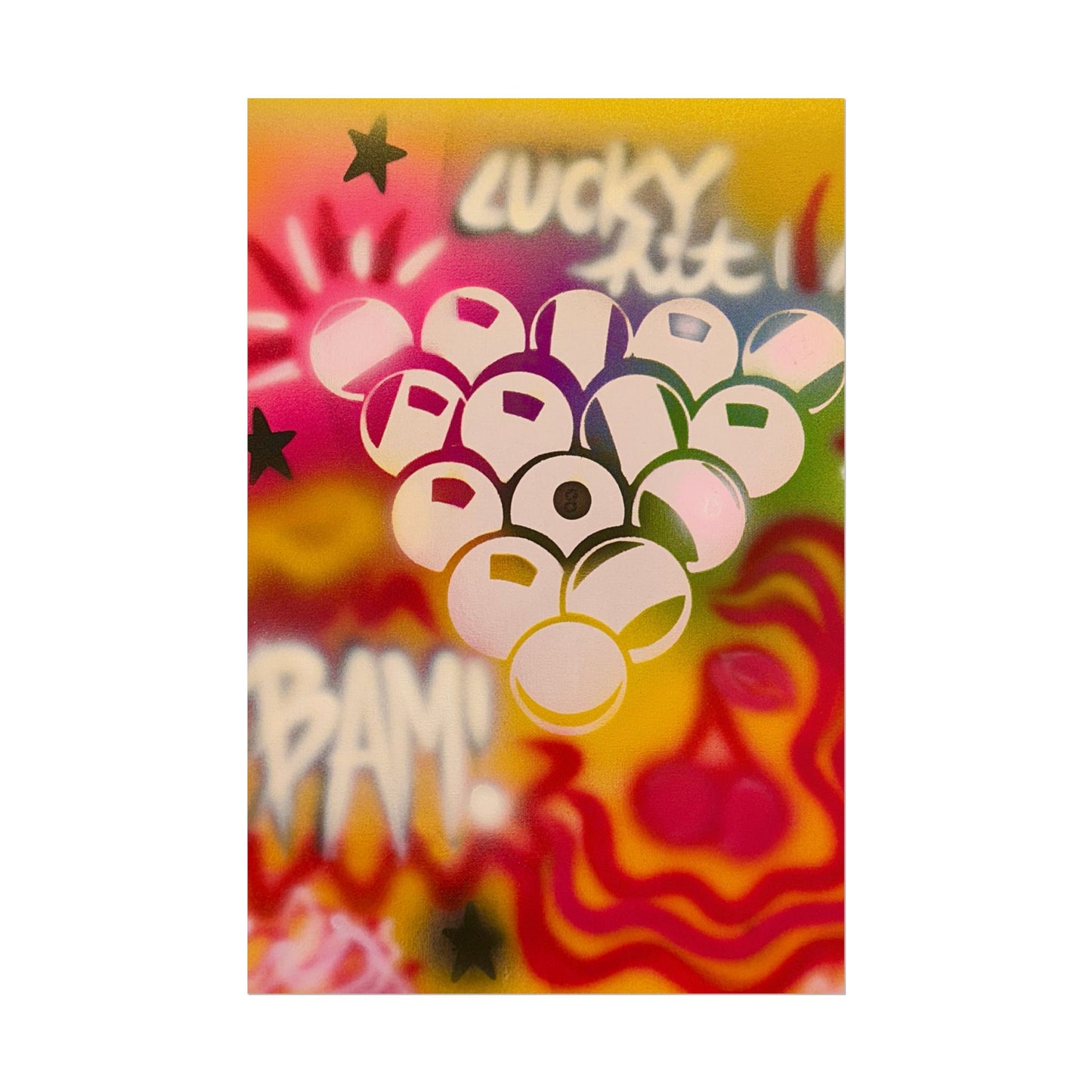 "bright billiards" airbrush rolled print