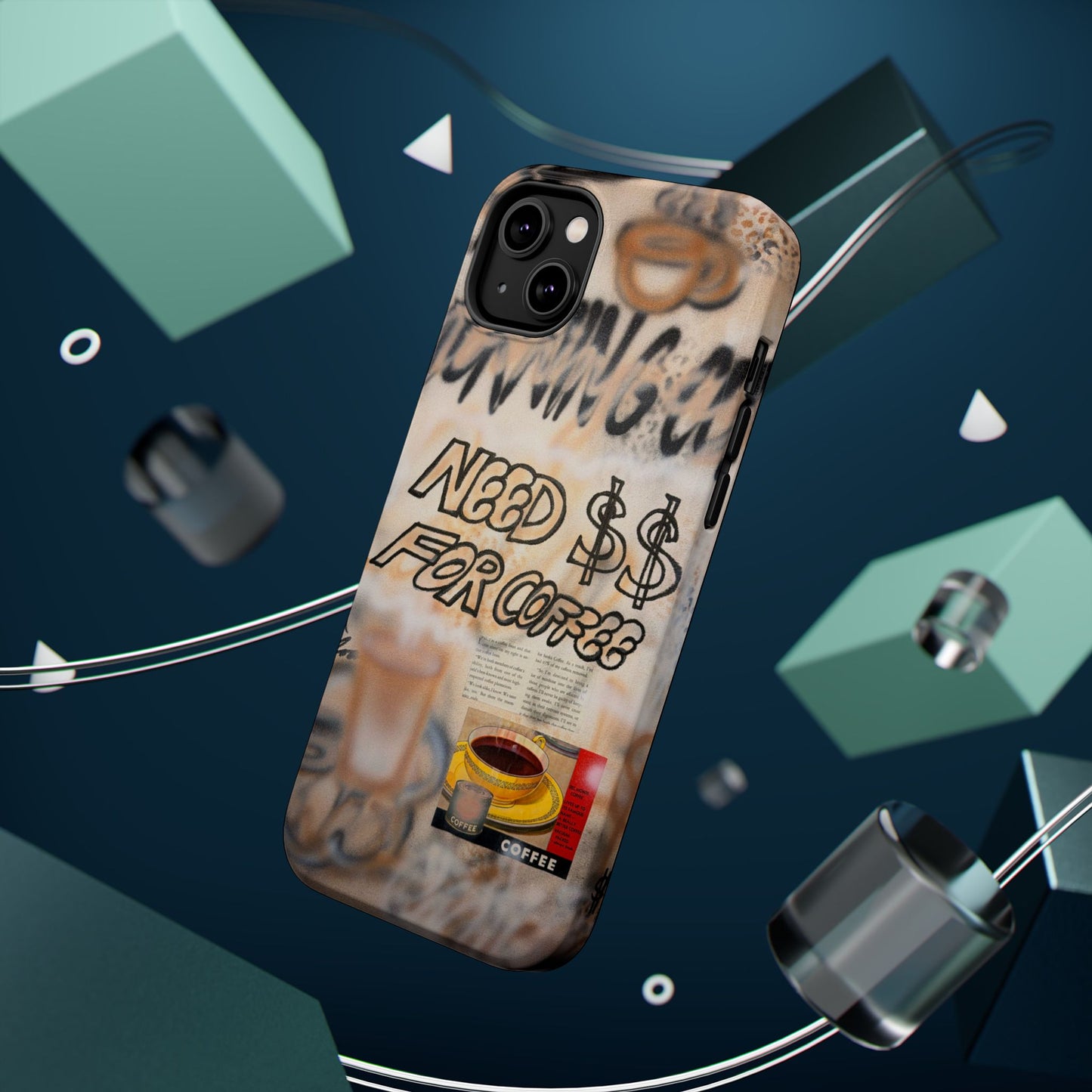 MagSafe "need $$ for coffee" airbrush iPhone case
