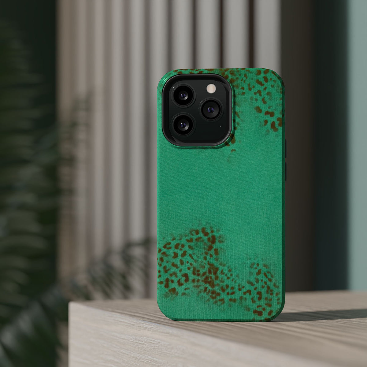 MagSafe "teal cheetah" airbrush iPhone case