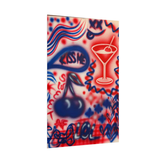 "kiss me!" airbrush rolled print