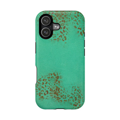 MagSafe "teal cheetah" airbrush iPhone case