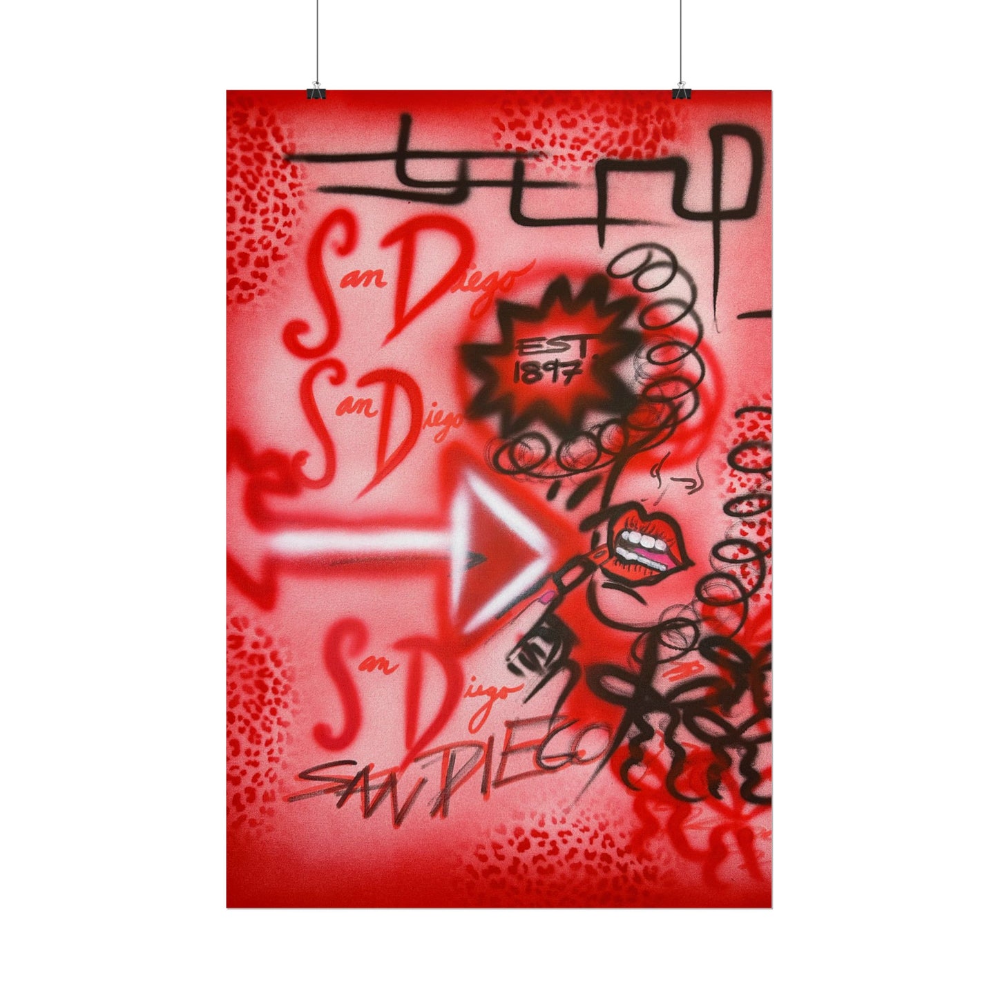"san diego" airbrush rolled print