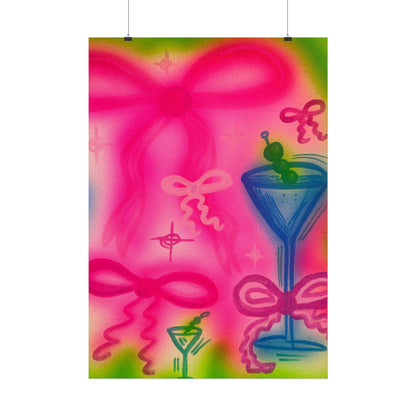 "bow martini" airbrush rolled print