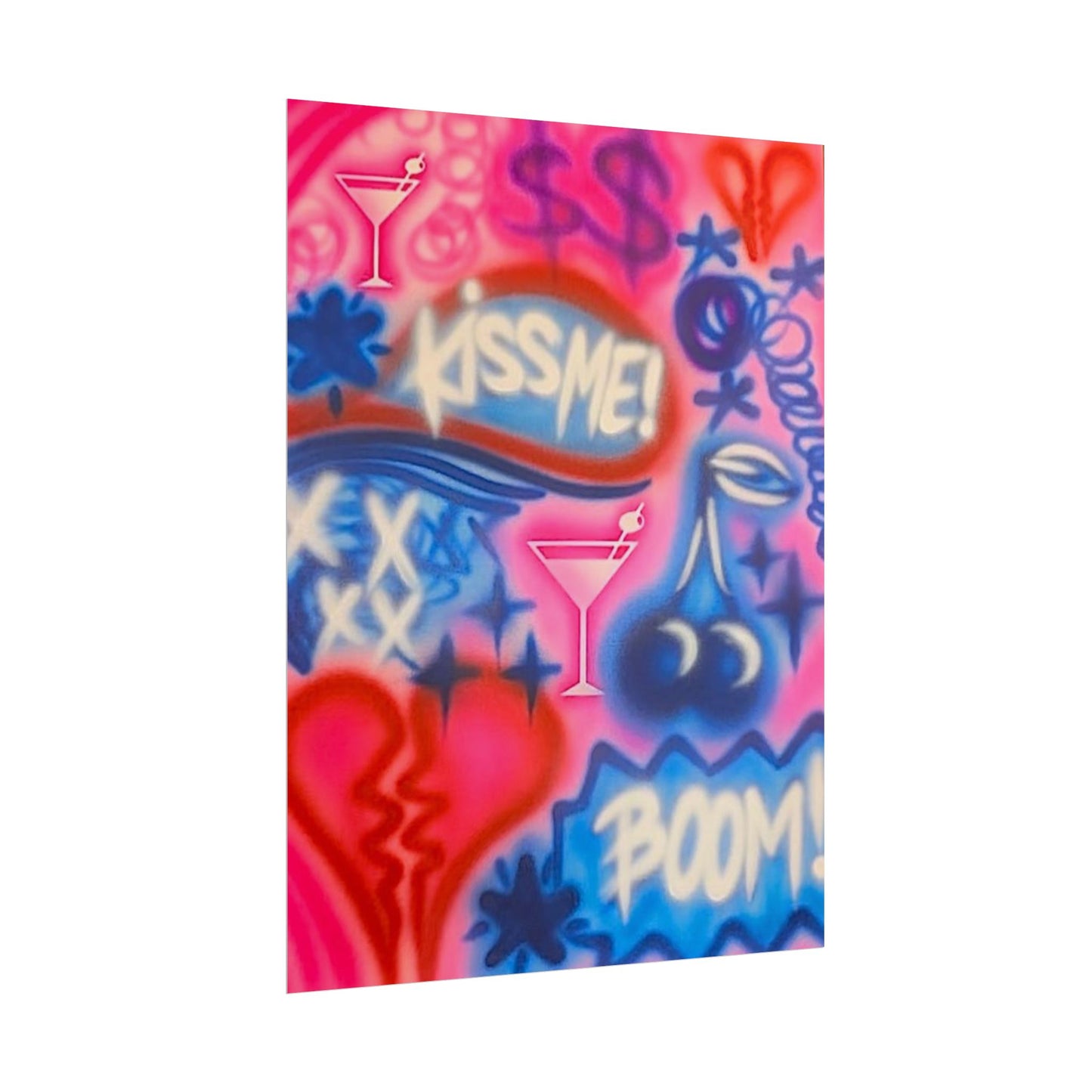 "kiss me pt. 2" airbrush rolled print