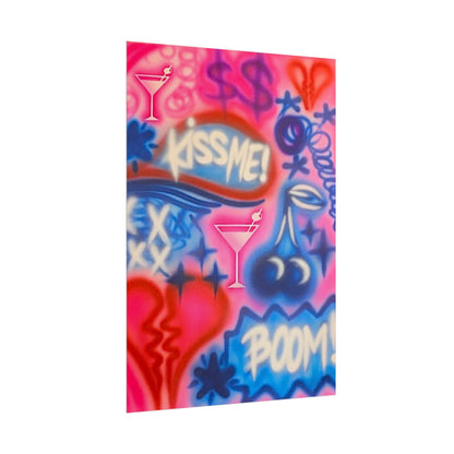 "kiss me pt. 2" airbrush rolled print