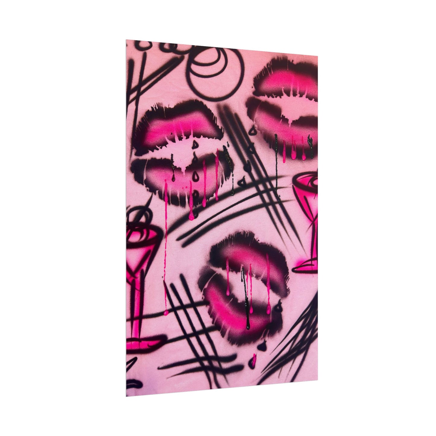 "glossy pout" airbrush rolled print