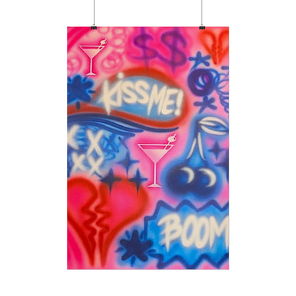 "kiss me pt. 2" airbrush rolled print