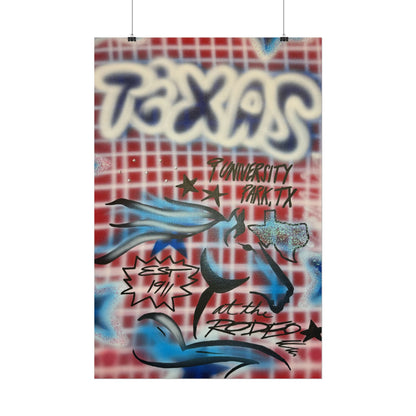 "texas" airbrush rolled print