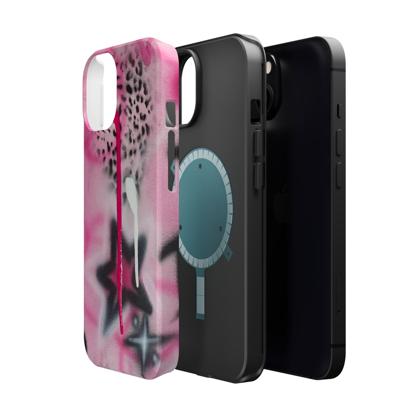 MagSafe "pink cheetah" airbrush iPhone case