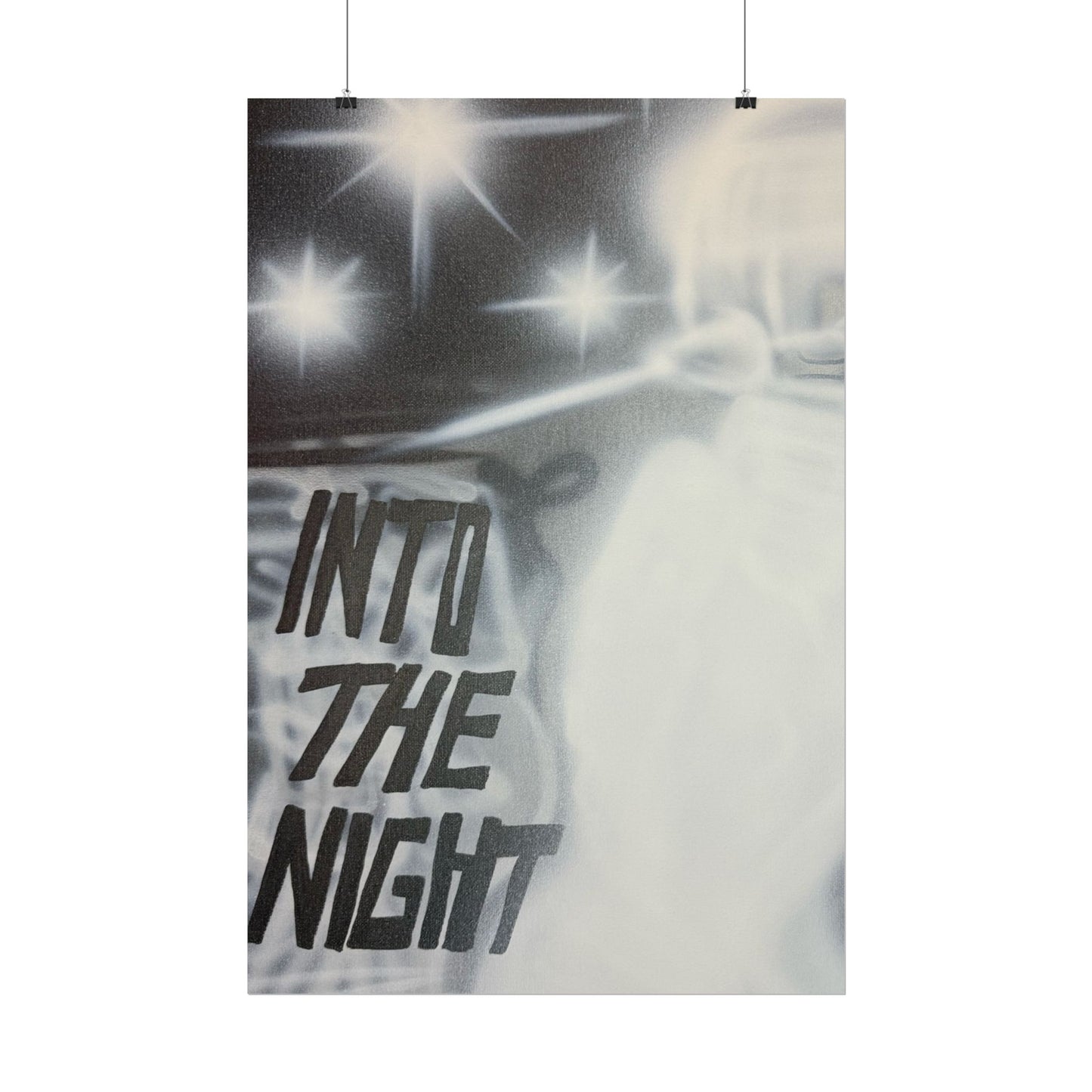 "into the night" airbrush rolled print
