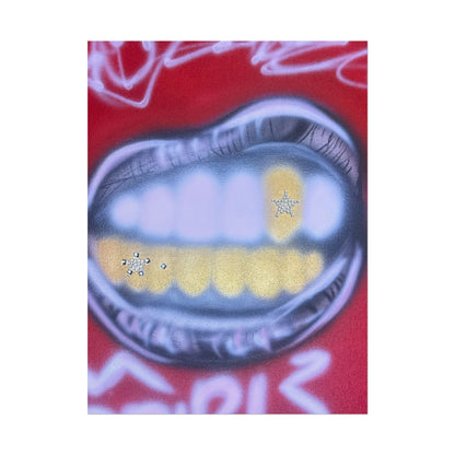 "bite me bling" airbrush rolled print