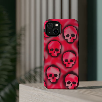 MagSafe "pink skully" airbrush iPhone case