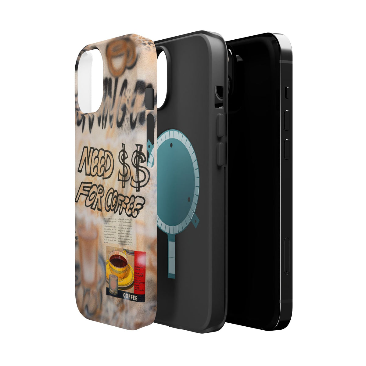 MagSafe "need $$ for coffee" airbrush iPhone case